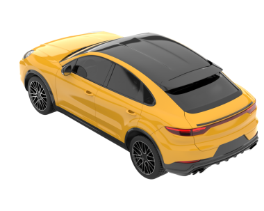 Modern araba arka planda izole edilmiş. 3D görüntüleme - illüstrasyon