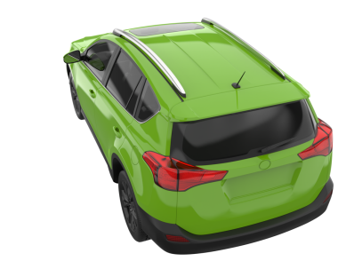 Modern yeşil şehir arabası, beyaz arka planda. 3d oluşturma