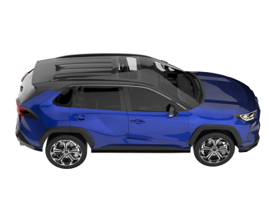 Beyaz izole edilmiş arka planda mavi bir pikap var. 3d oluşturma