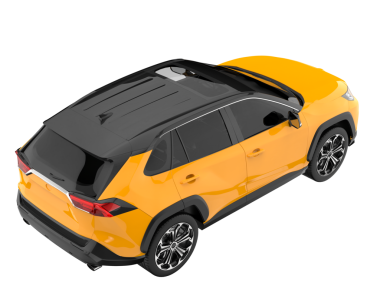 Beyaz arka planda izole edilmiş modern sarı şehir cipi. 3d oluşturma