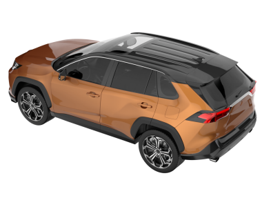 Beyaz arka planı olan modern bir araba. 3d oluşturma