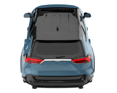 Mavi araba beyaz arka planda izole edilmiş. Yan görünüş. 3d oluşturma