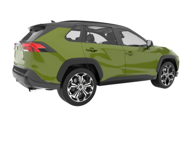 Yeşil cip arabası. 3d oluşturma