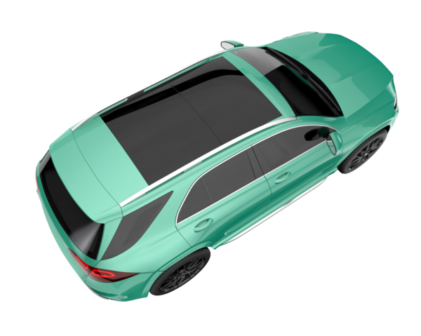 yeşil araba beyaz arka planda izole edildi. 3 boyutlu görüntüleme - illüstrasyon