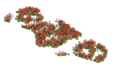 Kırmızı bir noel ağacının 3 boyutlu resmi