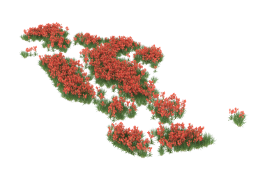 Beyaz üzerine izole edilmiş kırmızı köknar dallarından yapılmış Noel ağacı. 3 boyutlu illüstrasyon. Köknar ağacı dallarının 3 boyutlu çizimi.