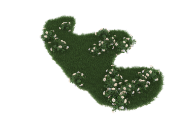 Beyaz arka planda izole edilmiş yeşil çimlerin 3 boyutlu görüntüsü