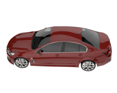 Kırmızı araba, beyaz arka planda izole edilmiş modern sedan. 3d oluşturma