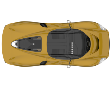 Sarı araba üst görünümü 3 boyutlu görüntüleme