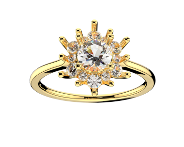 Beyaz arkaplanda elmas yüzük izole edildi