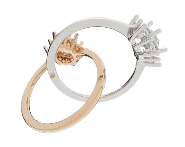 Beyaz arka planda elmas bir alyans. 3d illüstrasyon