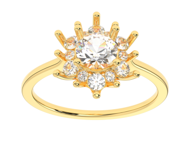 Beyaz sırtında 3 boyutlu elmas yüzük.