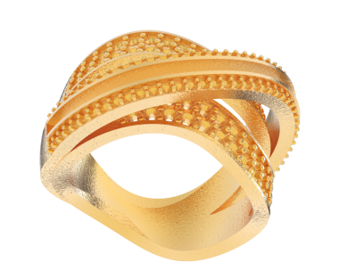 Vektör çizimi. Altın desenli gerçekçi bir altın yüzük..