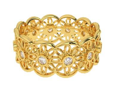 Çiçekli altın mücevher yüzüğü