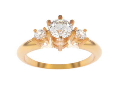 Elmaslı altın yüzük. 3d oluşturma