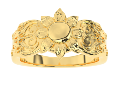 Üç boyutlu dekoratif altın bir yüzük ve beyaz bir taç.