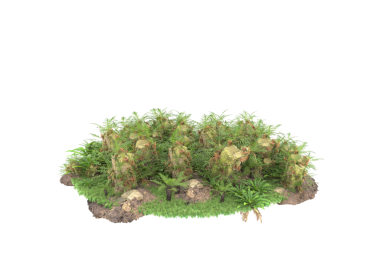 Beyaz arka planda yeşil yosun, izole edilmiş. 3D illüstrasyon, 3D canlandırma