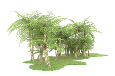 Beyaz arkaplanda bir palmiye ağacının 3 boyutlu canlandırması