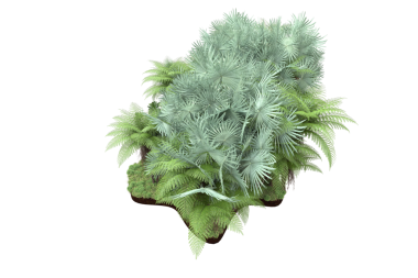 Beyaz arka planda izole edilmiş yeşil bir çalılığın 3 boyutlu görüntüsü