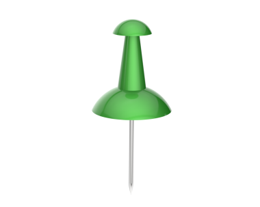 Beyaz arkaplanda yeşil bir iğnenin 3 boyutlu çizimi