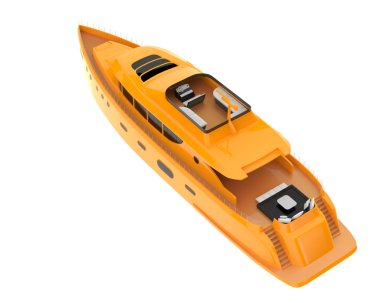 Turuncu tekne beyazda izole edilmiş. 3d oluşturma