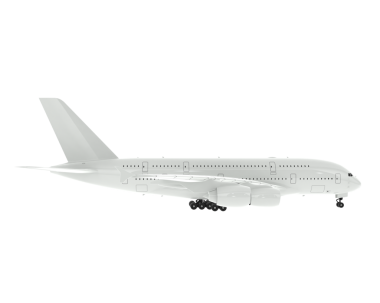 Beyaz zemin üzerinde izole edilmiş bir uçağın 3 boyutlu görüntüsü