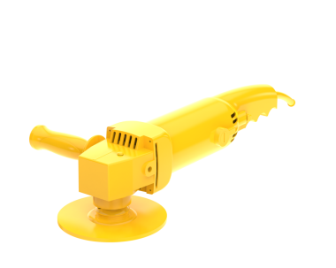 Beyaz arkaplanda izole edilmiş sarı elektrikli matkap.