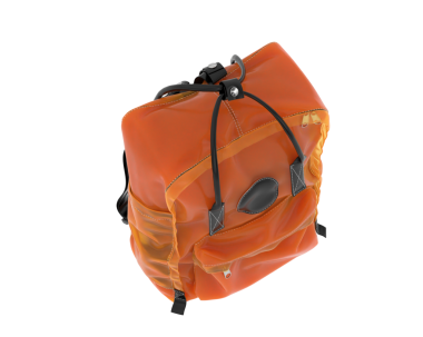 Siyah saplı turuncu çanta beyazla izole edilmiş..