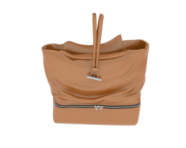 Beyaz arka planı olan kahverengi deri bir çanta.