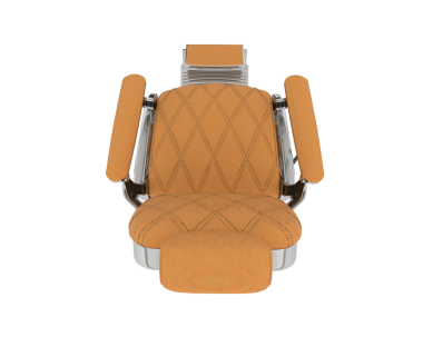 Beyaz arka planda izole edilmiş modern kahverengi sandalye. 3 boyutlu, gölge yok.