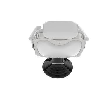 Beyaz arkaplanda izole edilmiş bir sanal gerçeklik kulaklığının 3 boyutlu görüntülenmesi