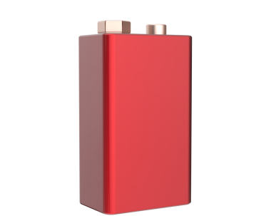 Beyaz arka planda kırmızı elektrik bataryası. vektör illüstrasyonu