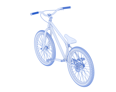 Bisiklet işareti illüstrasyonu. Siyah üzerine gri arkaplanı olan mavi simge.