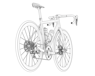 Siyah arkaplandaki bir bisikletin 3 boyutlu canlandırması