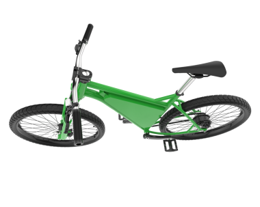 green bicycle on white background