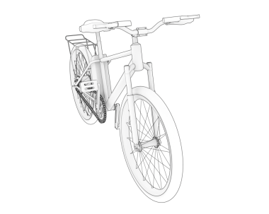 Siyah zemin üzerinde izole edilmiş beyaz bir bisikletin 3 boyutlu yansıması