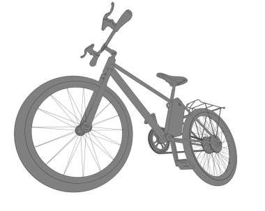 Siyah arka planda izole edilmiş 3 boyutlu bisiklet çizimi. kırpma yolu ile