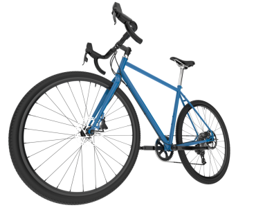 Beyaz arka planda mavi tekerlekleri olan bisiklet. izole resim