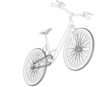 Siyah arkaplanda bir bisikletin 3 boyutlu canlandırması