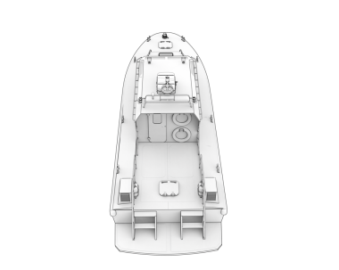 Siyah arka planda izole edilmiş beyaz bir teknenin 3 boyutlu modeli.