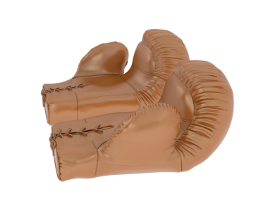 Eldivenli 3 boyutlu çizgi film karakteri.