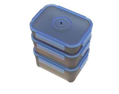 Beyaz zemin üzerinde izole edilmiş mavi plastik bir küpün 3 boyutlu görüntülenmesi