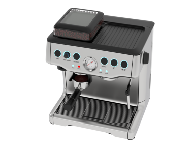 Beyaz arka planı olan modern kahve makinesi. 3d oluşturma