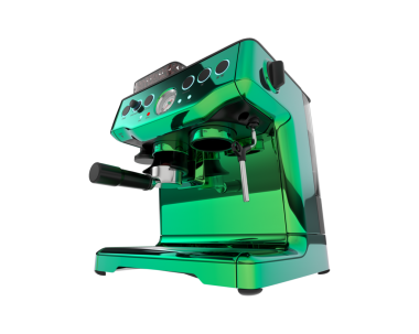 Siyah arkaplanda kırpma yolu olan 3 boyutlu kahve makinesi çizimi