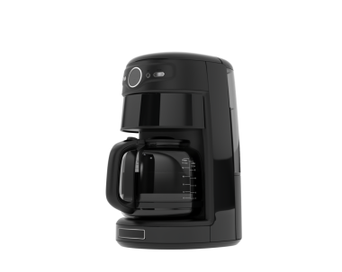 Beyaz arka planda kahve makinesi olan elektrikli çaydanlık.