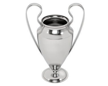 Beyaz arka planda kupası olan bir futbol kupası.