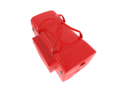 kırmızı bavul beyaz arkaplanda izole edildi.