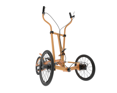 Eski ahşap bir bisikletin 3 boyutlu resmi.