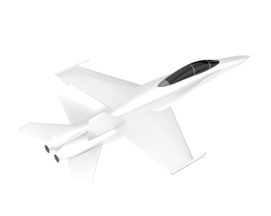 Jet uçağı beyaz arkaplanda izole edildi. 3 boyutlu resimleme