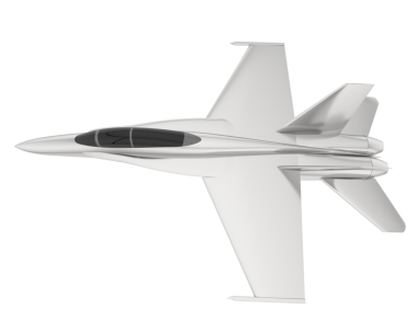 Beyaz arka planda bir uçağın 3 boyutlu modeli